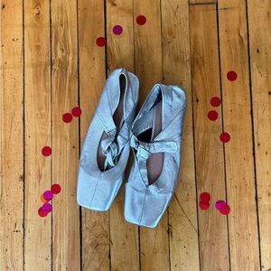Silver Bow Ballet Flats